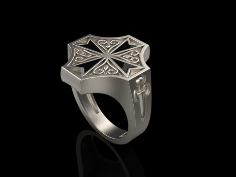 Signet cross ring model 1033 3D Print Model