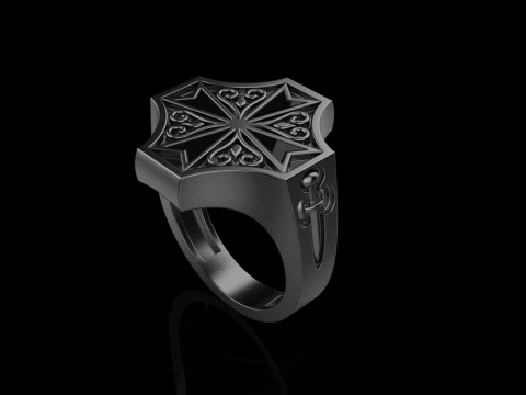 Signet cross ring model 1033 3D Print Model