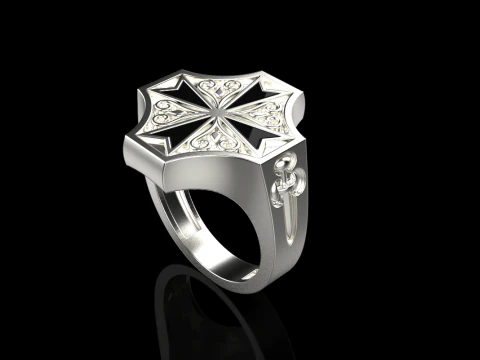 Signet cross ring model 1033 3D Print Model