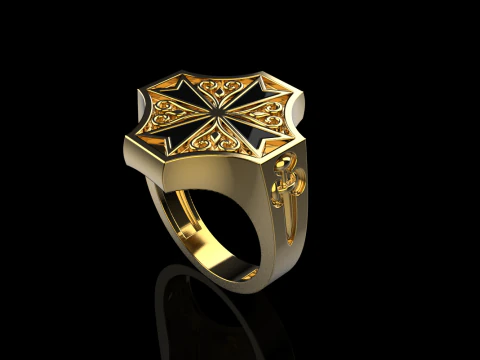 Signet cross ring model 1033 3D Print Model