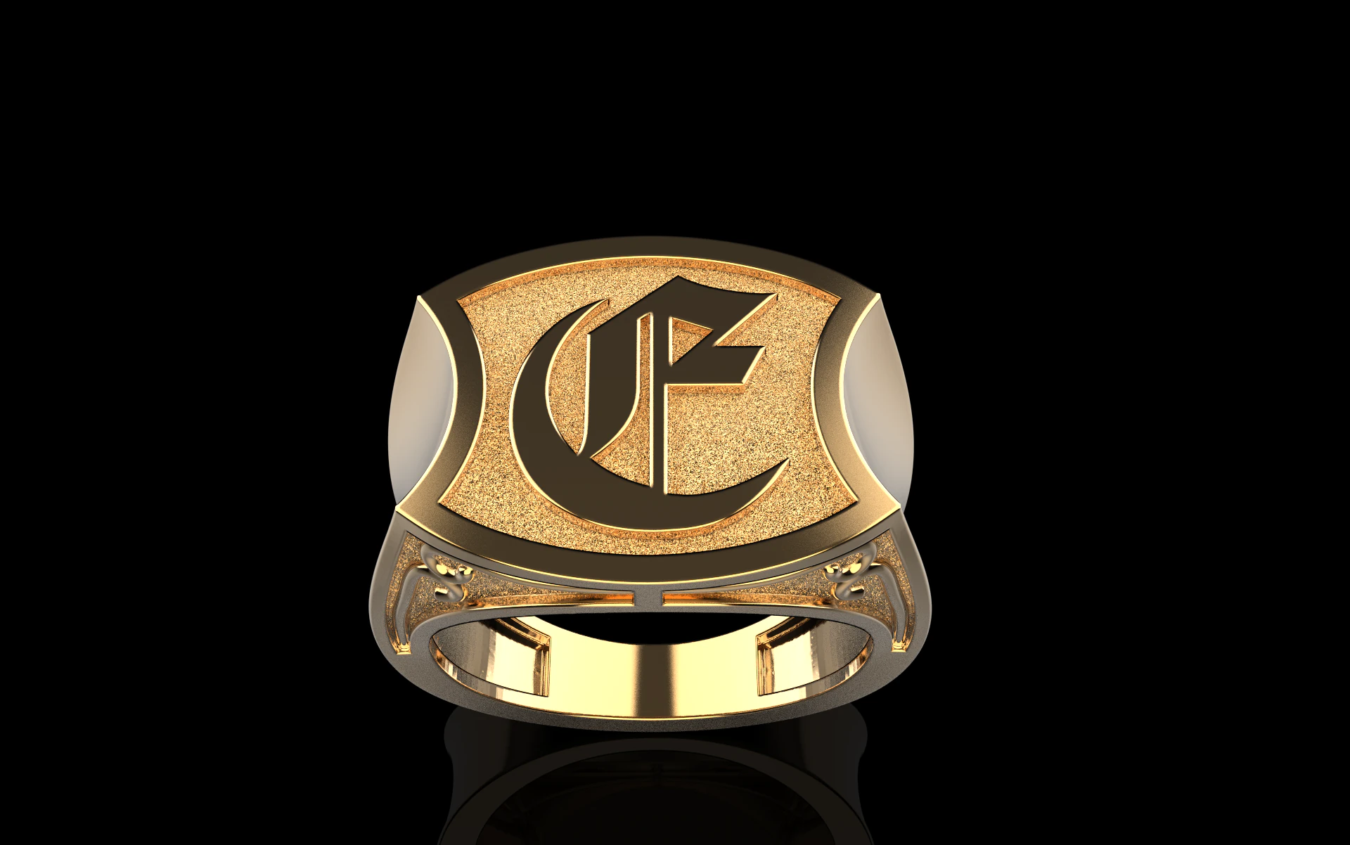 Initial signet ring model 1032 3D Print Model .c4d .max .obj .3ds .fbx .stl .blend