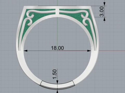 Initial signet ring model 1032 3D Print Model