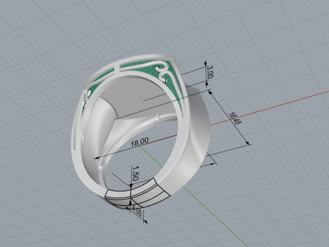 Initial signet ring model 1032 3D printmodel
