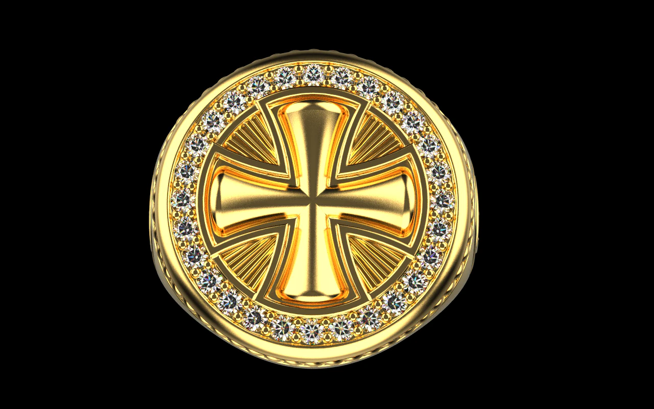 Signet cross ring model 1031 3D Print Model .c4d .max .obj .3ds .fbx .stl .blend 