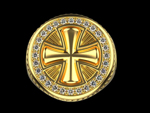 Bague chevali&egrave;re croix mod&egrave;le 1031 Modèles 3D en vedette