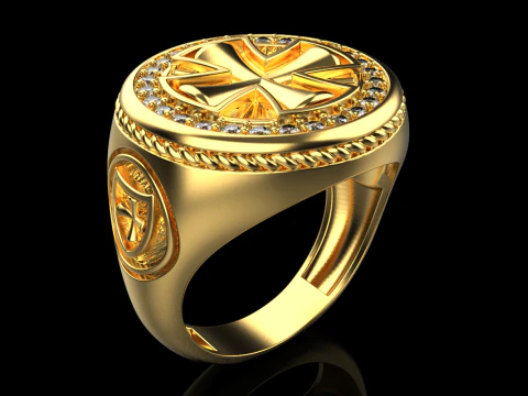 Signet cross ring model 1031 3D Print Model