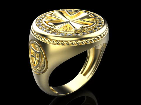 Signet cross ring model 1031 3D Print Model
