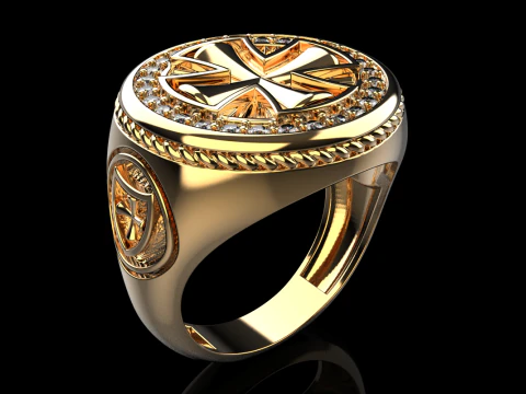 Signet cross ring model 1031 3D Print Model