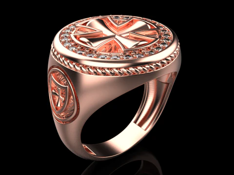 Signet cross ring model 1031 3D Print Model