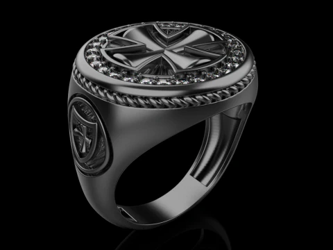 Signet cross ring model 1031 3D Print Model