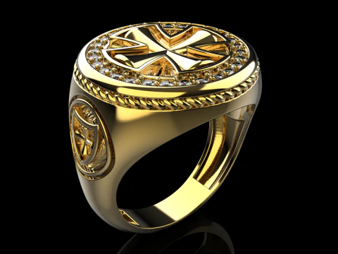 Signet cross ring model 1031 3D Print Model