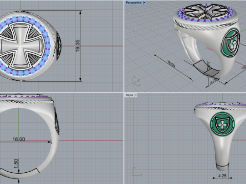 Signet cross ring model 1031 3D-printmodel