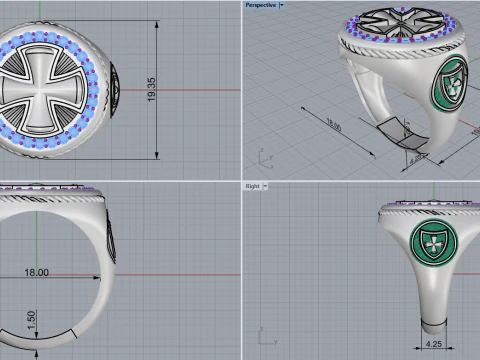 Signet cross ring model 1031 3D Print Model