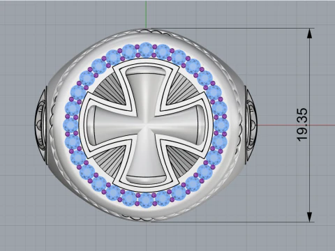 Signet cross ring model 1031 3D Print Model