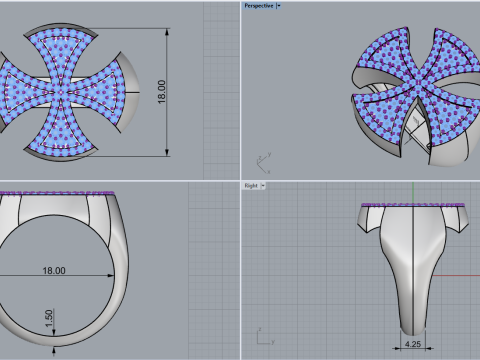 Signet cross ring model 1031 3D 프린트 모델