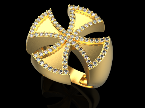 Signet cross ring model 1029 3D Print Model