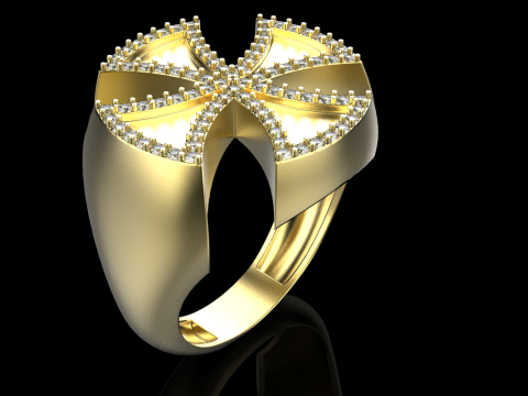 Signet cross ring model 1029 3D Print Model