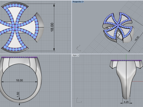 Signet cross ring model 1029 3D Print Model