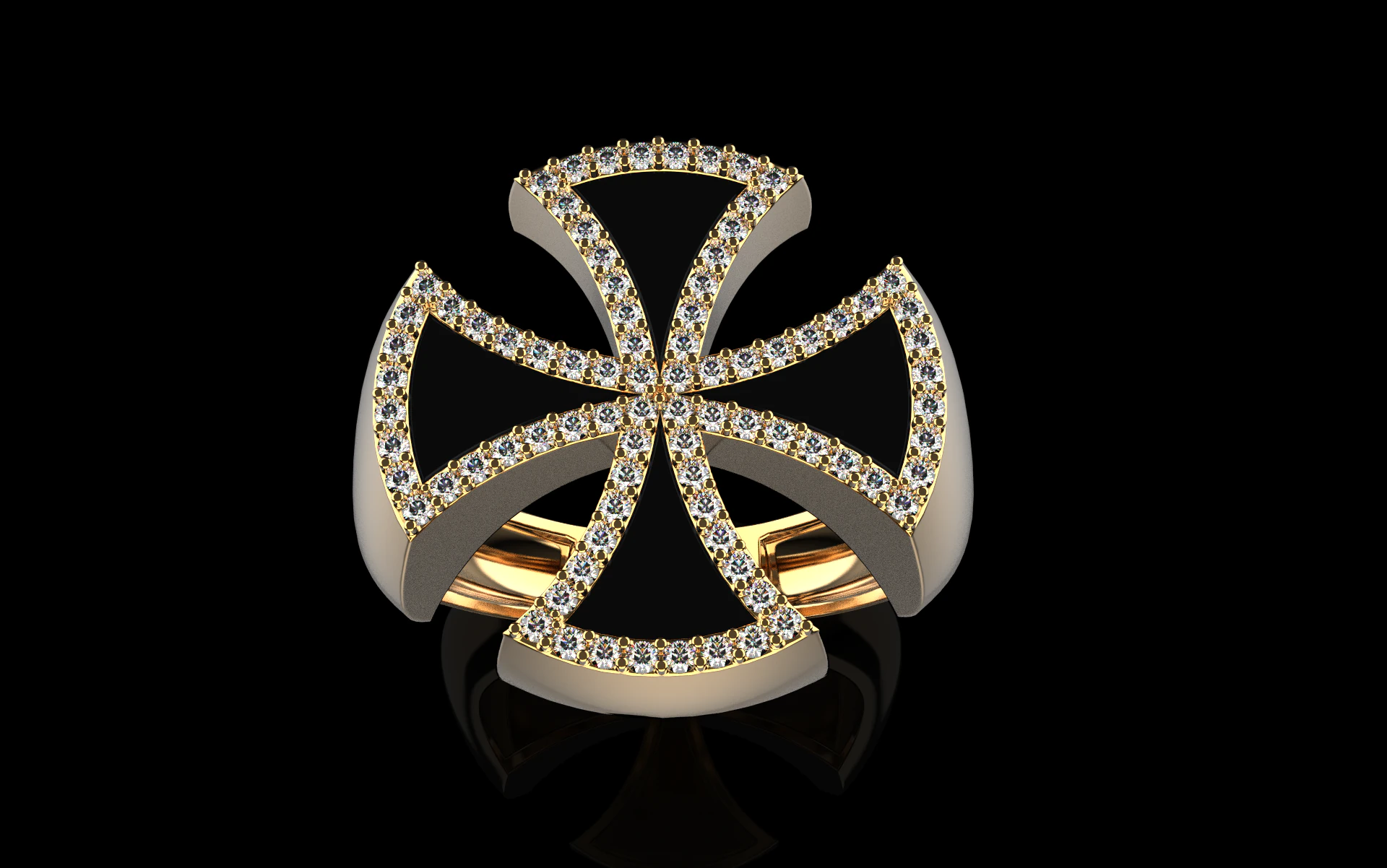 Enamel cross signet ring model 1028 3D Print Model .c4d .max .obj .3ds .fbx .stl .blend