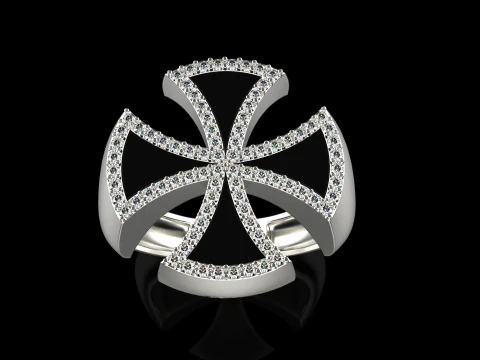 Enamel cross signet ring model 1028 3D Print Model