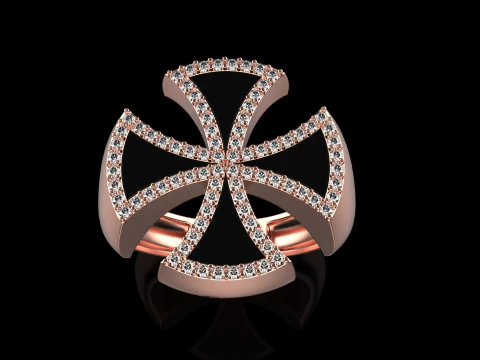 Enamel cross signet ring model 1028 3D Print Model