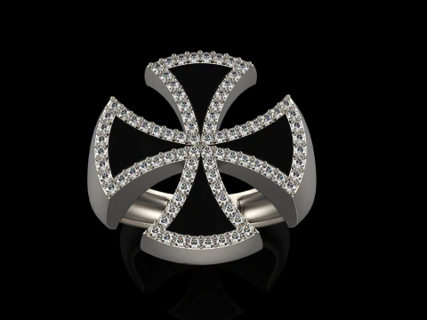 Enamel cross signet ring model 1028 3D Print Model