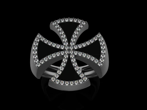 Enamel cross signet ring model 1028 3D Print Model
