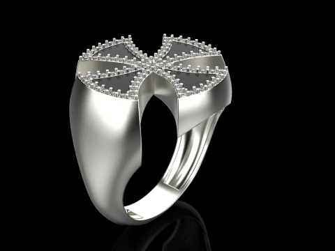 Enamel cross signet ring model 1028 3D Print Model