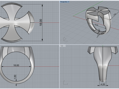 Signet cross ring model 1026 3Dプリントモデル