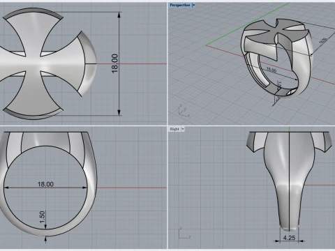 Signet cross ring model 1026 3D Print Model