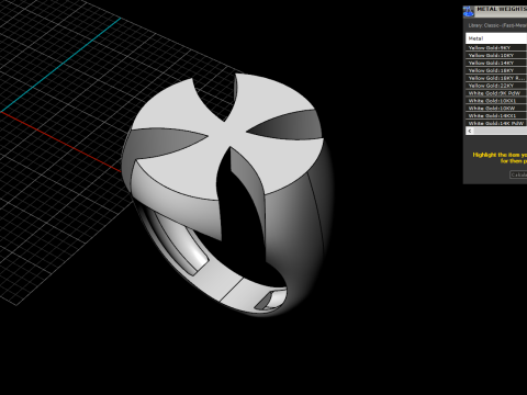 Signet cross ring model 1026 3Dプリントモデル