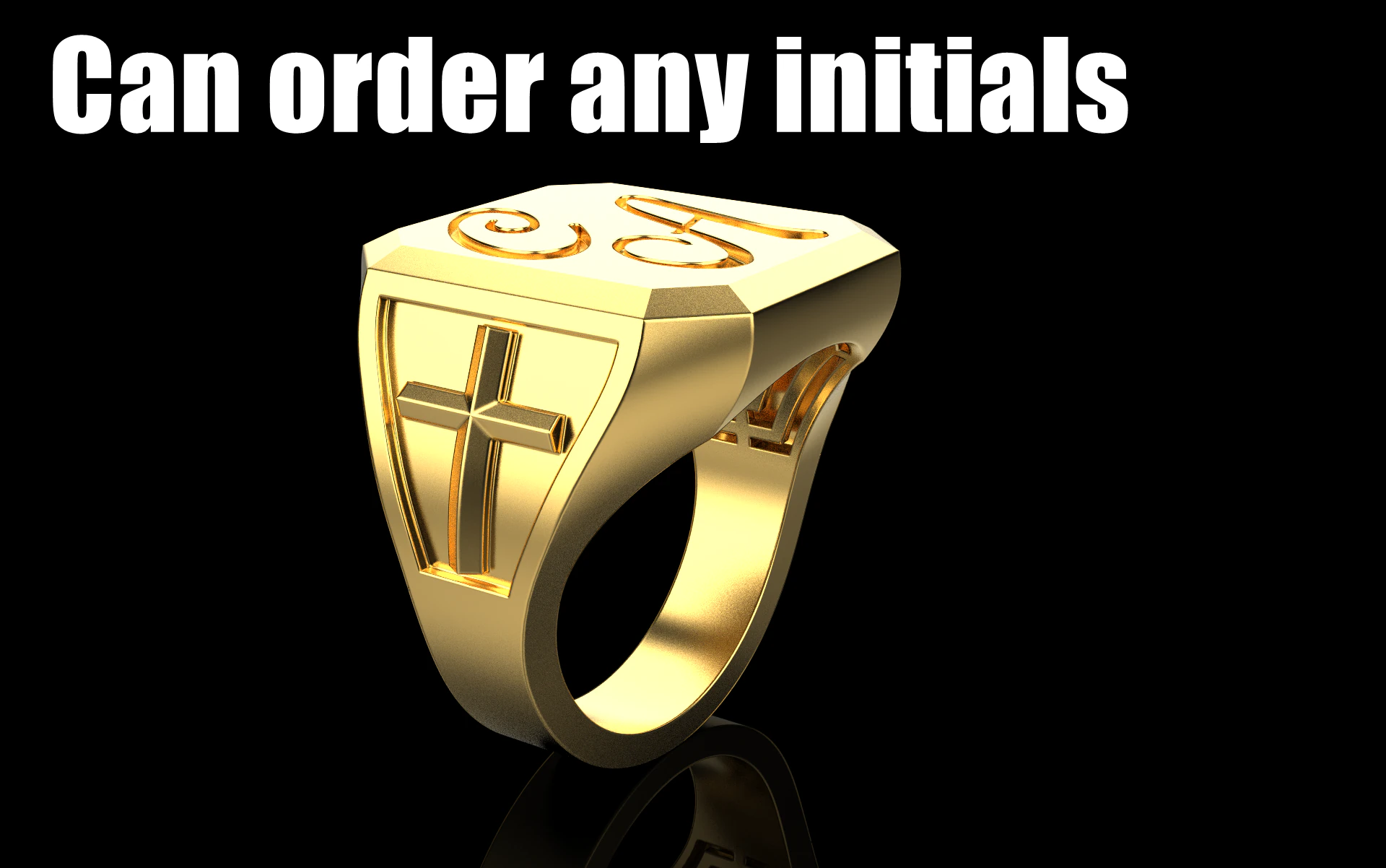 Initial signet ring model 1019 3D Print Model .c4d .max .obj .3ds .fbx .stl .blend 
