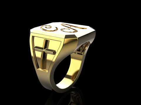 Initial signet ring model 1019 Modelo de Impressão 3D