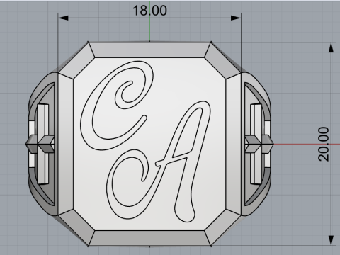 Initial signet ring model 1019 Modelo de Impressão 3D