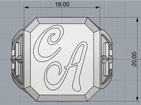 Initial signet ring model 1019 3D Print Model