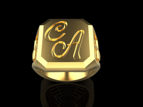 Initial signet ring model 1019 Modelo de Impressão 3D