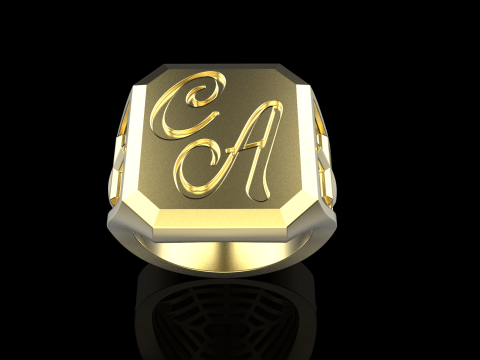 Initial signet ring model 1019 Modelo de Impressão 3D