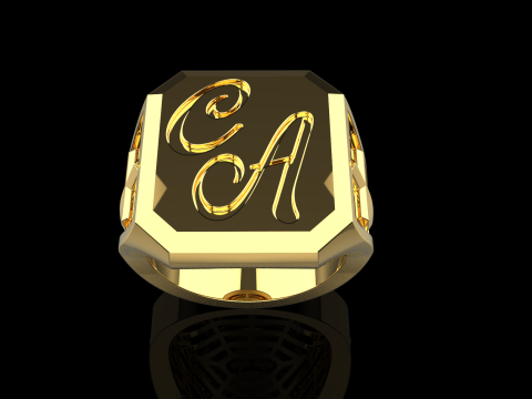 Initial signet ring model 1019 Modelo de Impressão 3D