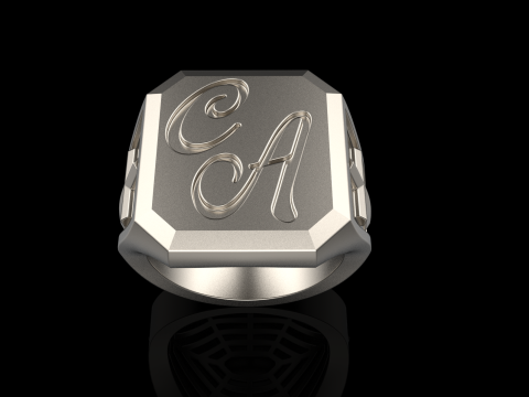 Initial signet ring model 1019 Modelo de Impressão 3D
