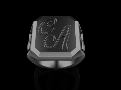 Initial signet ring model 1019 Modelo de Impressão 3D