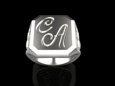 Initial signet ring model 1019 Modelo de Impressão 3D