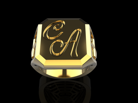 Initial signet ring model 1019 Modelo de Impressão 3D