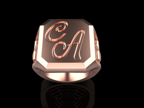 Initial signet ring model 1019 Modelo de Impressão 3D