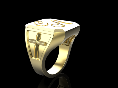 Initial signet ring model 1019 Modelo de Impressão 3D