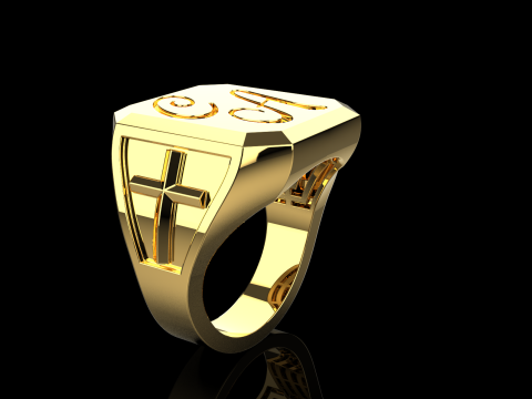 Initial signet ring model 1019 Modelo de Impressão 3D