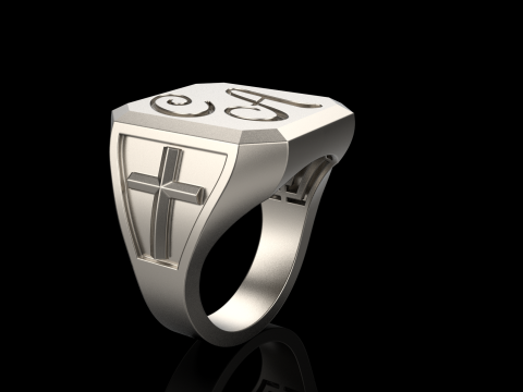 Initial signet ring model 1019 Modelo de Impressão 3D