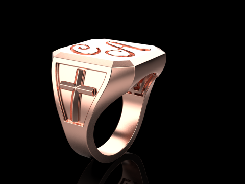 Initial signet ring model 1019 Modelo de Impressão 3D