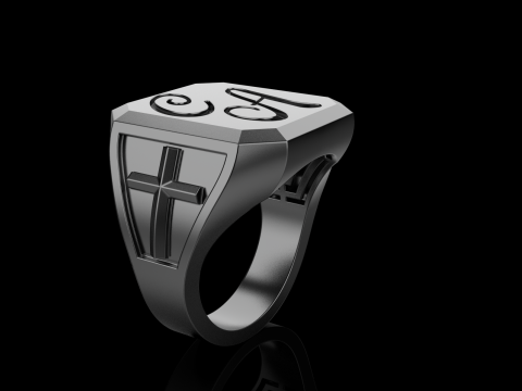 Initial signet ring model 1019 Modelo de Impressão 3D