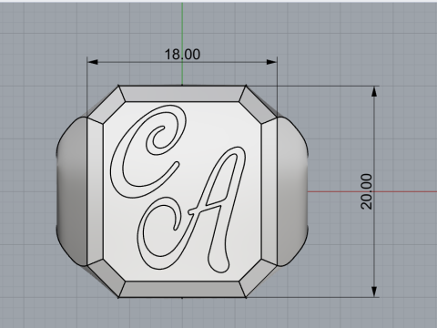 Initial signet ring model 1018 3D Принт Модель