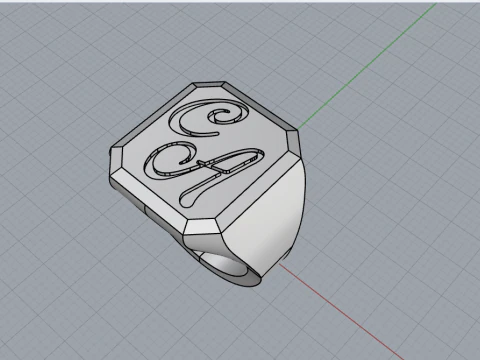 Initial signet ring model 1018 3D Print Model